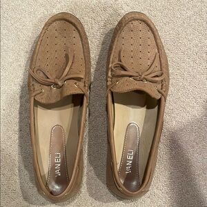 Vaneli Tan Suede Moccasin Flats
